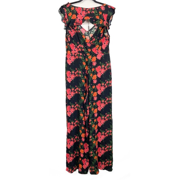 NWT Anthropologie Plenty Tracy Reese Lauretta Floral Wide Leg Jumpsuit Black - M - Picture 7 of 13